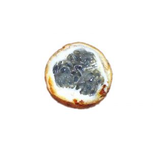 yellow passion fruit with grey seeds