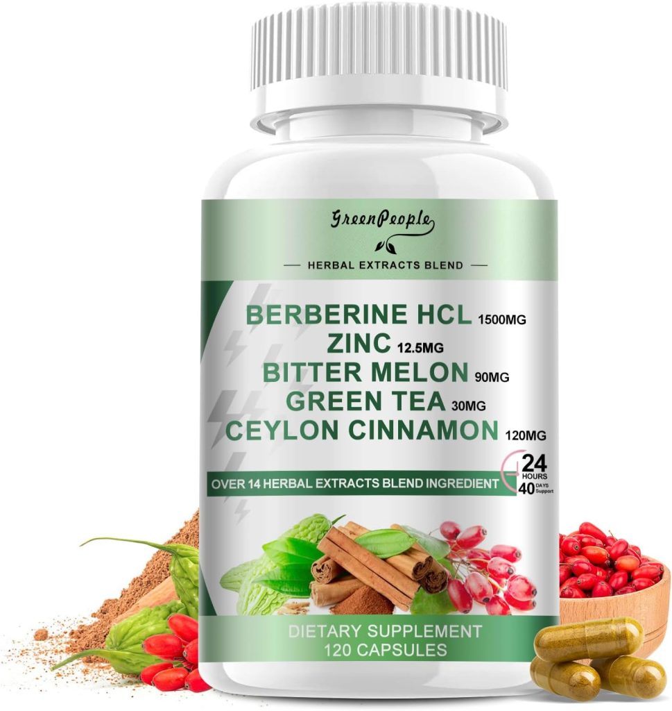 GreenPeople Berberine 1500 mg with Ceylon Cinnamon, Bitter Melon