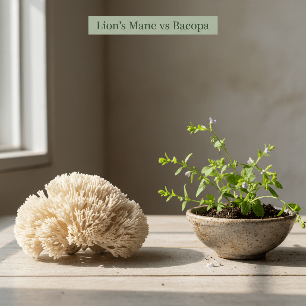 Lion’s Mane vs Bacopa Monnieri comparison for focus and cognitive support