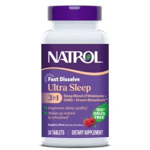 Natrol Ultra Sleep 3-in-1 Fast Dissolve supplement bottle