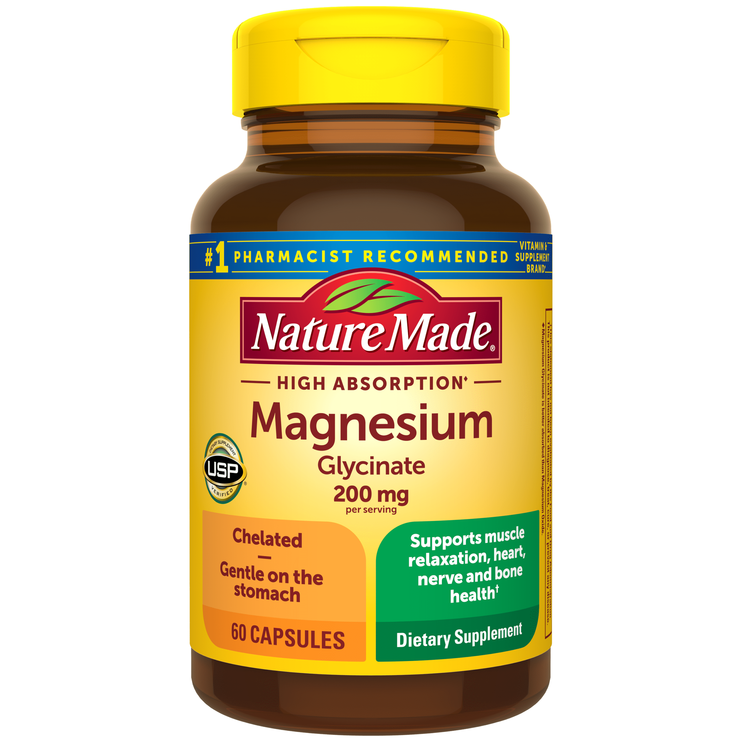Nature Made High Absorption Magnesium Glycinate 200 mg Capsules