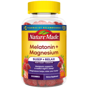 Nature Made Melatonin + Magnesium Gummies supplement bottle