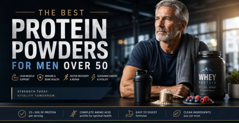 Best protein powders for men over 50 with whey protein and strength health vitality benefits