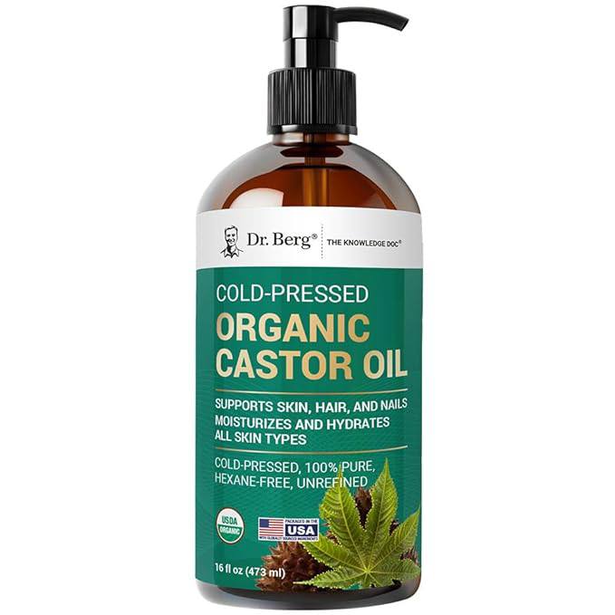 Dr. Berg cold-pressed organic castor oil bottle