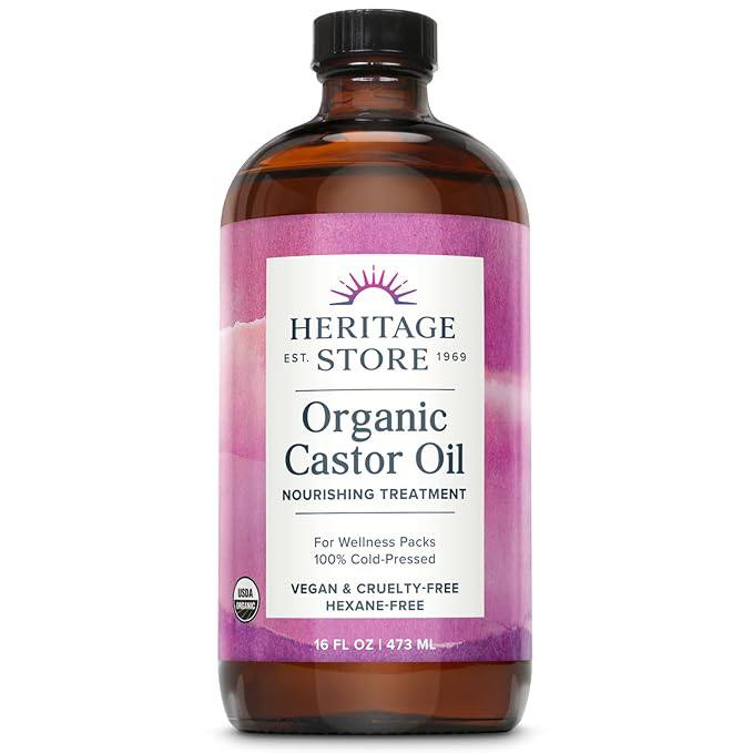 Heritage Store organic castor oil bottle