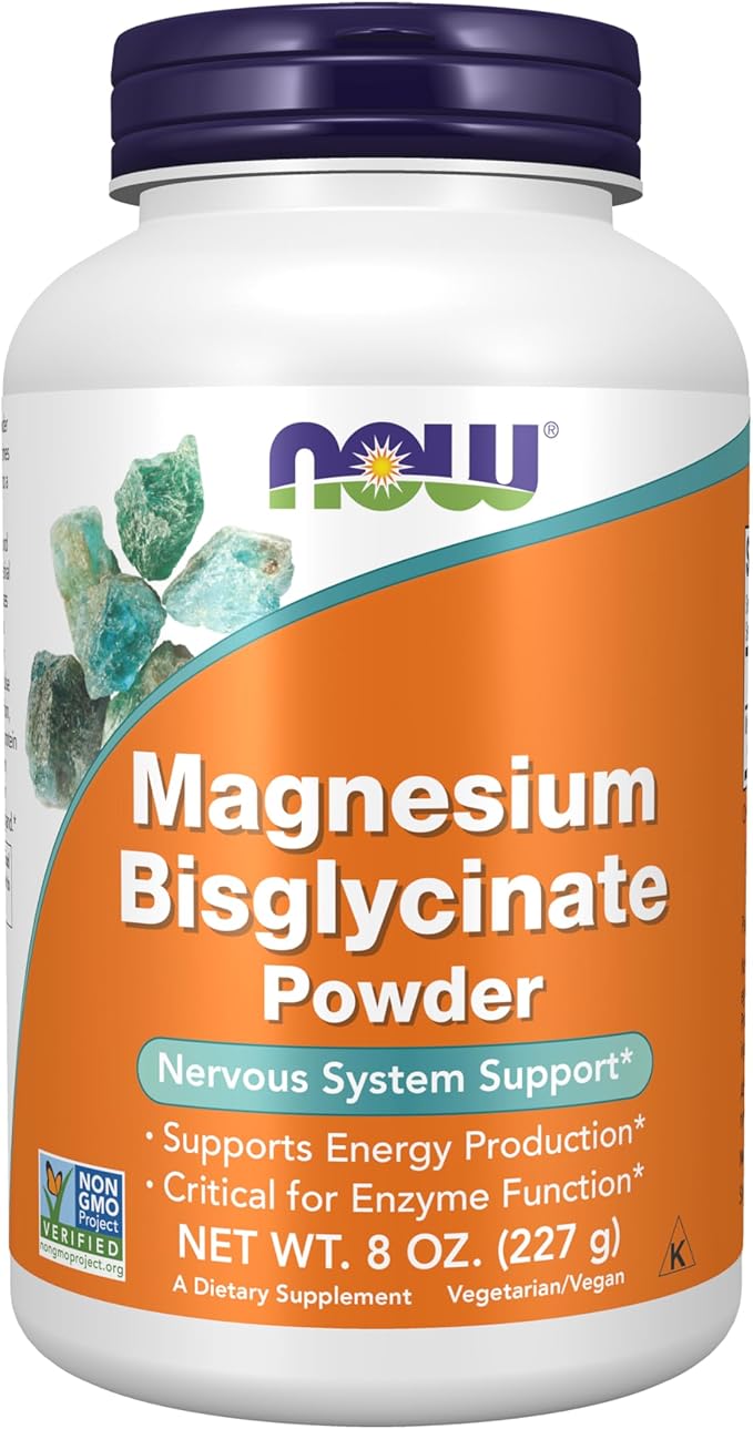 NOW Foods Magnesium Bisglycinate powder 8 ounce container