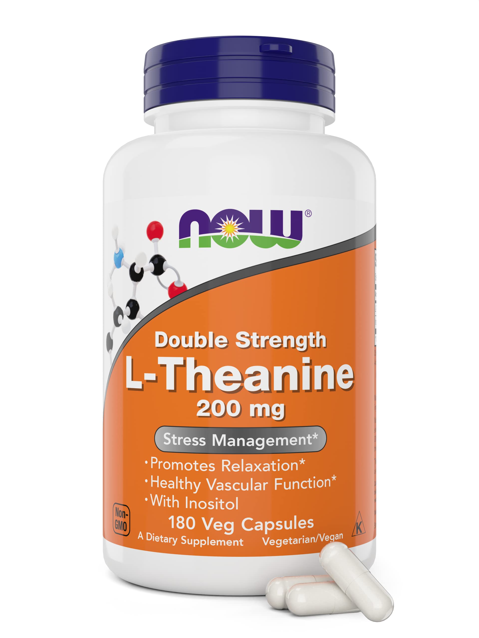 NOW Foods L-Theanine 200 mg with inositol 180 veg capsules