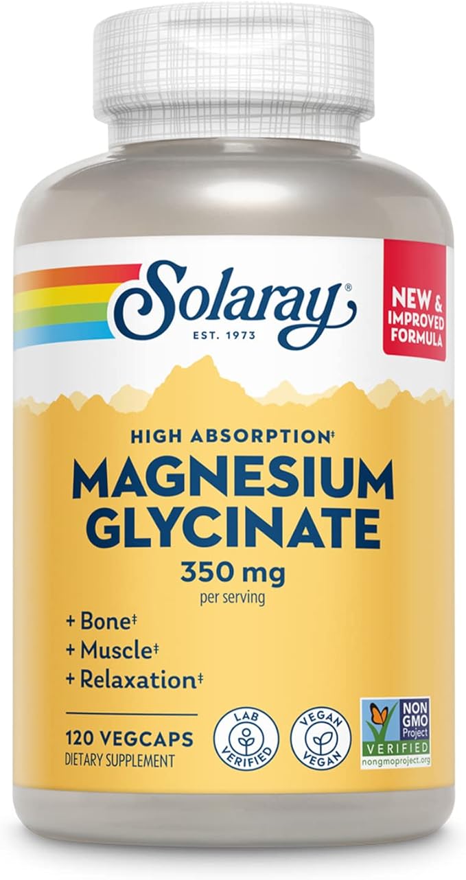 Solaray Magnesium Glycinate 350mg 120 VegCaps bottle