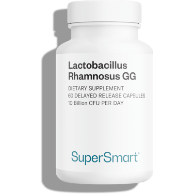 Supersmart Lactobacillus Rhamnosus GG probiotic supplement bottle